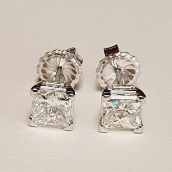 14K White Gold Diamond Stud Earrings, 2.42 ct tw