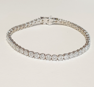14K White Gold Diamond Tennis Bracelet, 7.39 ct tw