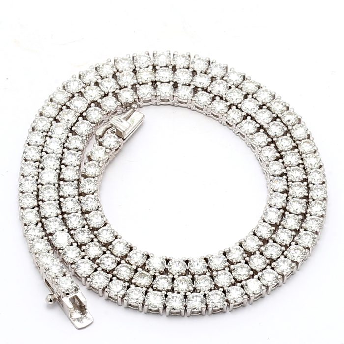 14K White Gold Diamond Tennis Necklace, 14.71 ct tw