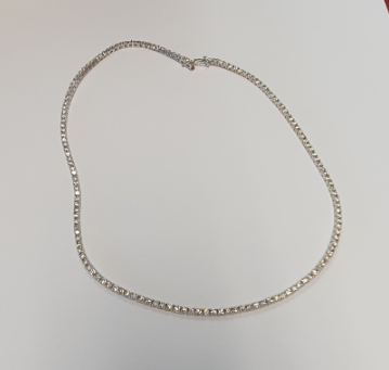 14K White Gold Diamond Tennis Necklace, 7.89 ct tw