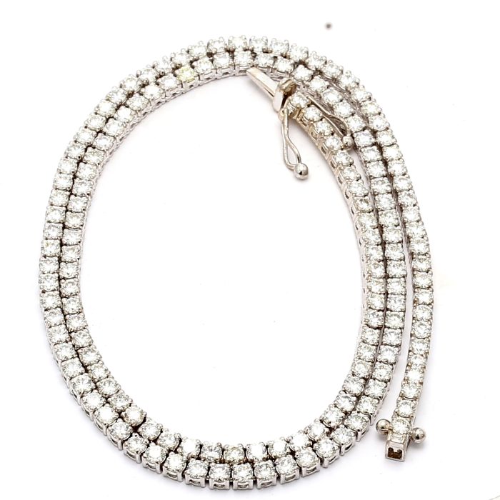 14K White Gold Diamond Tennis Necklace, 8.86 ct tw
