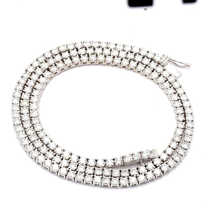 14K White Gold Diamond Tennis Necklace, 9.49 ct tw