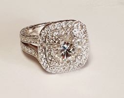 14K White Gold Double Halo Diamond Semi-Mount, 2.75 ct tw