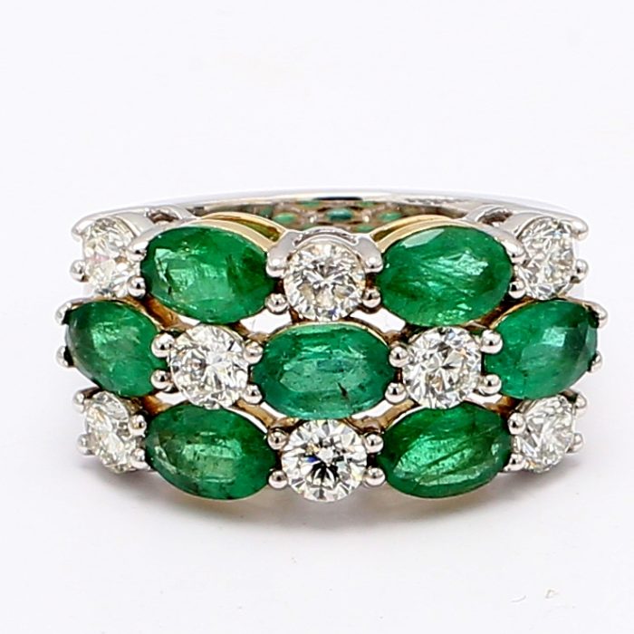 14K White Gold Emerald and Diamond Ring, 1.47 ct tw
