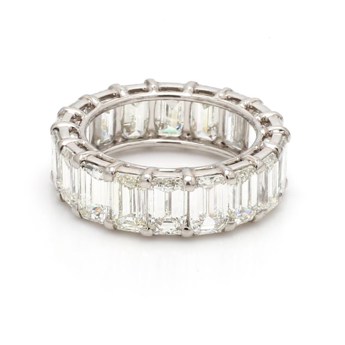 14K White Gold Emerald-Cut Diamond Eternity Band, 9.30 ct tw