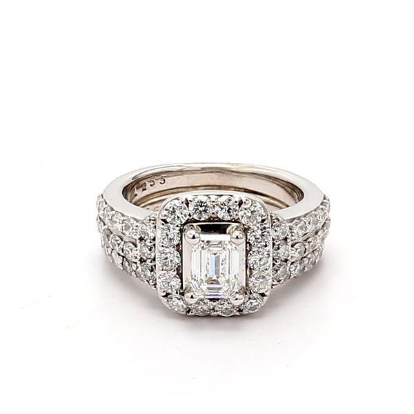 14K White Gold Emerald-Cut Diamond Ring, 1.38 ct tw