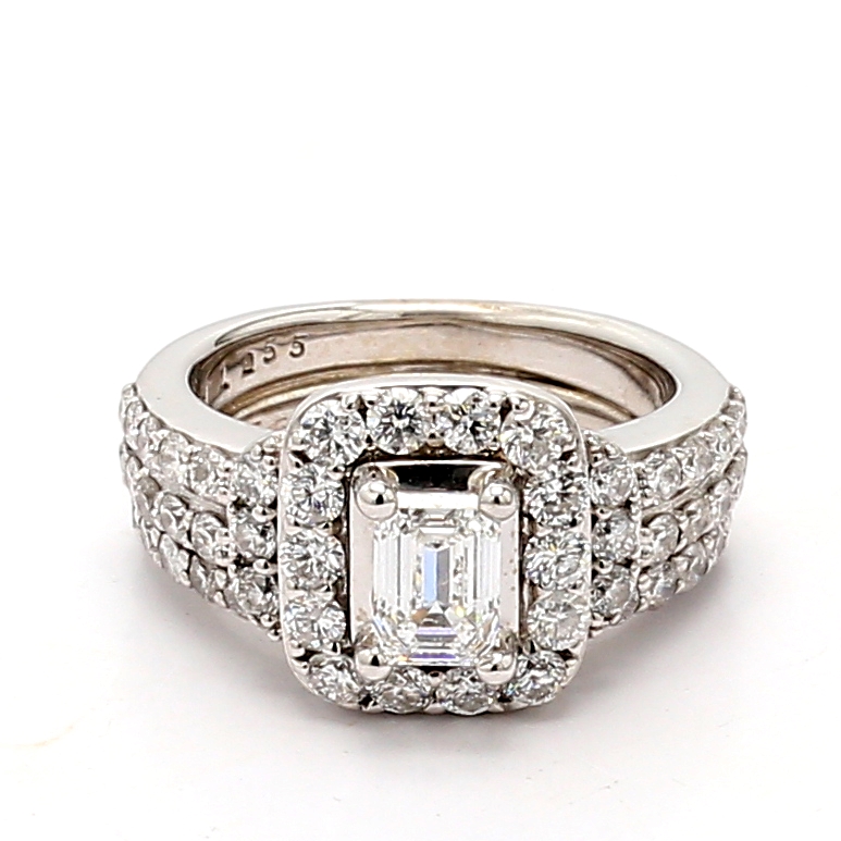 14K White Gold Emerald-Cut Diamond Ring, 1.38 ct tw