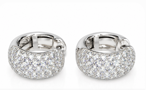 14K White Gold Five-Row Diamond Hoop Earrings, 2.00 ct tw