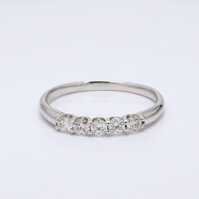 14K White Gold Five-Stone Diamond Band, 0.40 ct tw