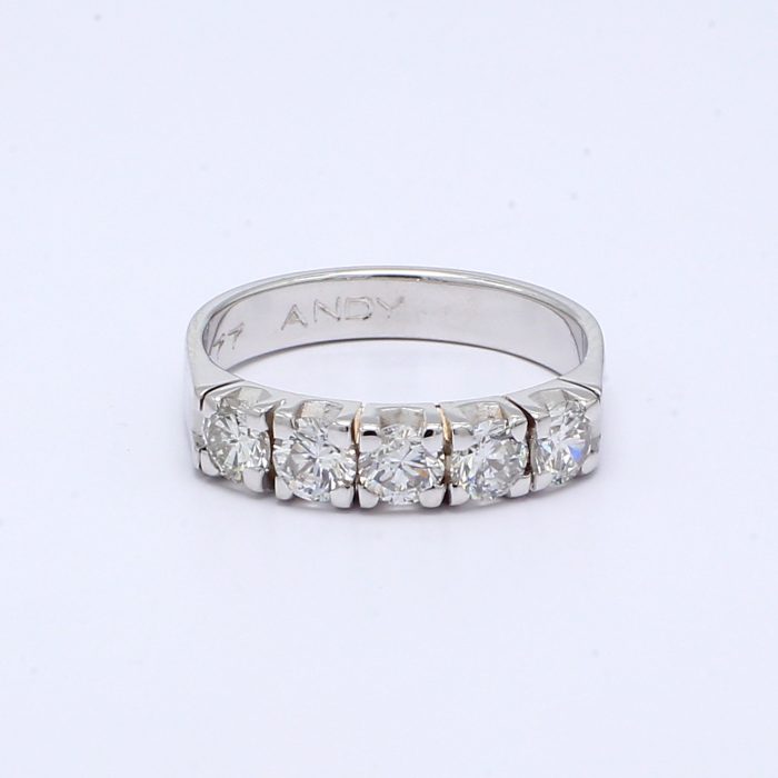 14K White Gold Five-Stone Diamond Band, 0.75 ct tw