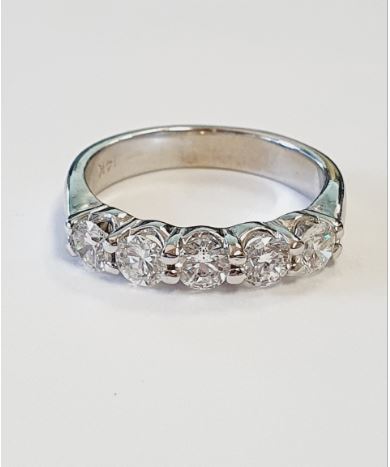 14K White Gold Five-Stone Diamond Band, 0.85 ct tw
