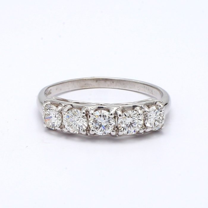 14K White Gold Five-Stone Diamond Band, 0.93 ct tw