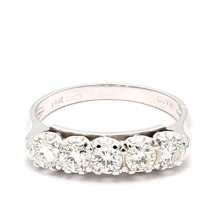 14K White Gold Five-Stone Diamond Band, 1.00 ct tw