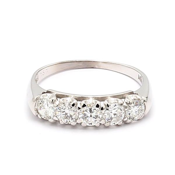 14K White Gold Five-Stone Diamond Band, 1.35 ct tw