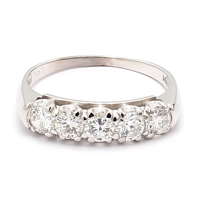 14K White Gold Five-Stone Diamond Band, 1.35 ct tw