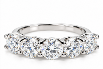 14K White Gold Five-Stone Lab-Grown Diamond Band, 2.79 ct tw