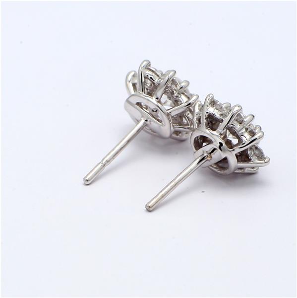 14K White Gold Flower Halo Diamond Earrings, 1.03 ct tw – view 2