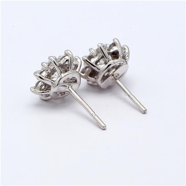 14K White Gold Flower Halo Diamond Earrings, 1.03 ct tw – view 4
