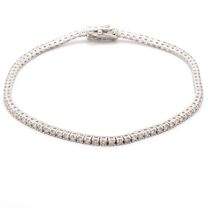 14K White Gold Four-Prong Diamond Tennis Bracelet, 2.00 ct tw