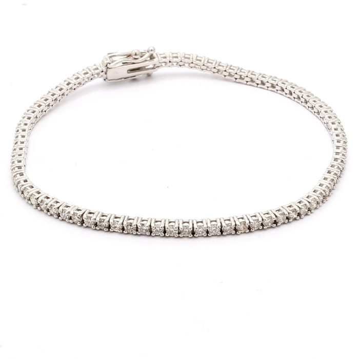 14K White Gold Four-Prong Diamond Tennis Bracelet, 2.38 ct tw