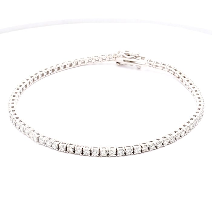 14K White Gold Four-Prong Diamond Tennis Bracelet, 2.80 ct tw