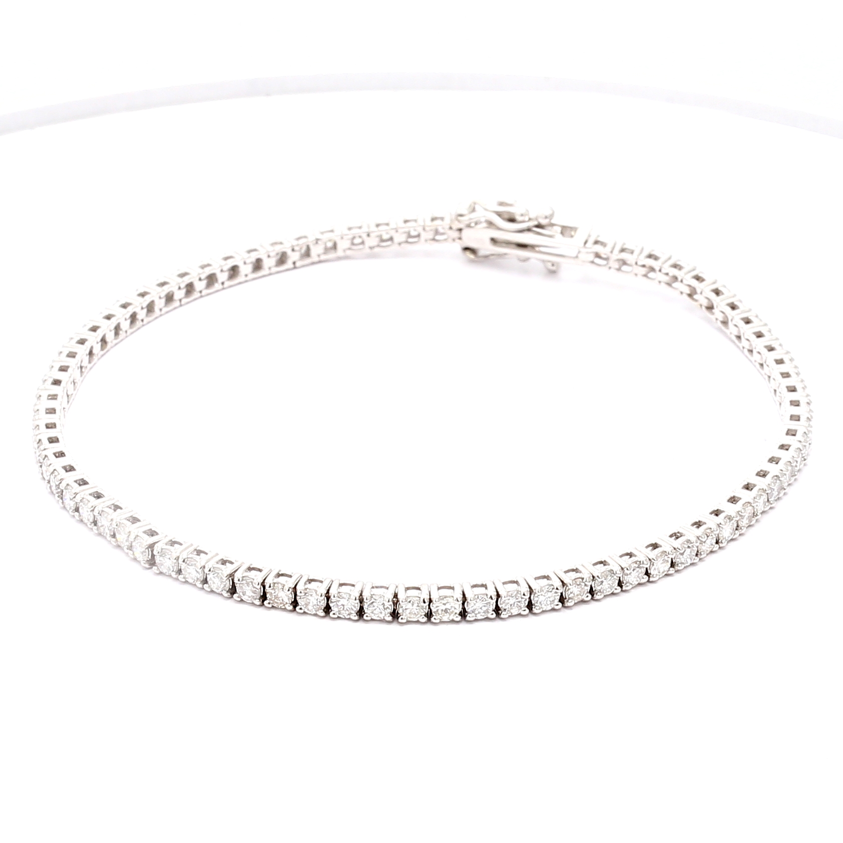 14K White Gold Four-Prong Diamond Tennis Bracelet, 2.80 ct tw