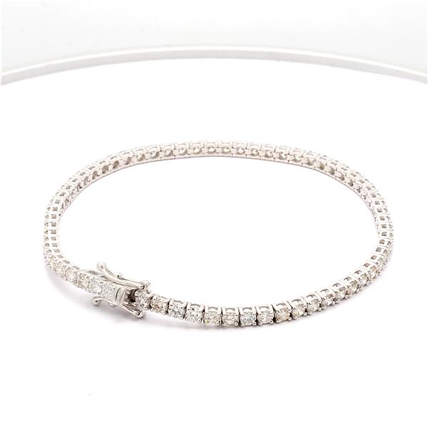 14K White Gold Four-Prong Diamond Tennis Bracelet, 3.37 ct tw