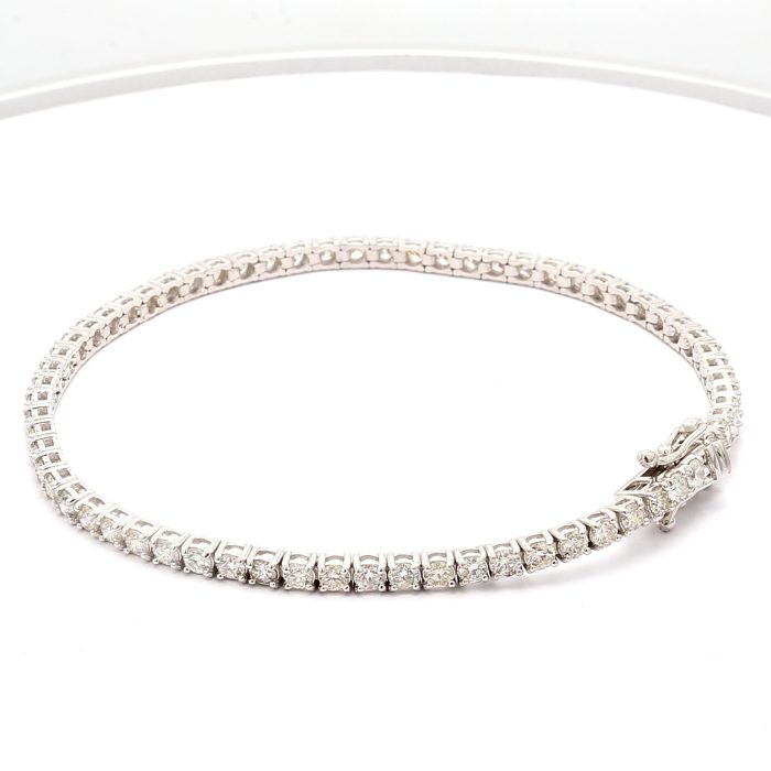 14K White Gold Four-Prong Diamond Tennis Bracelet, 3.37 ct tw