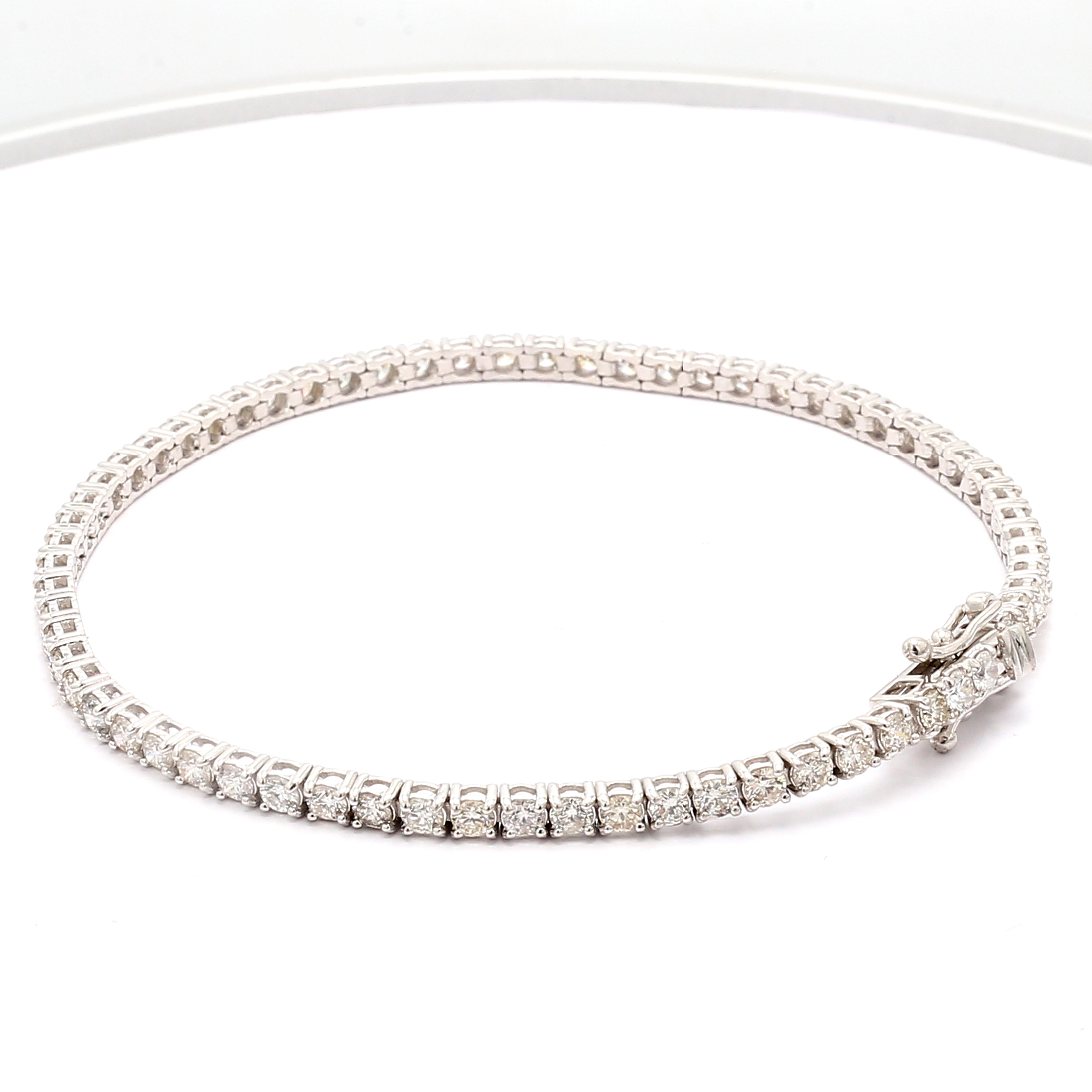 14K White Gold Four-Prong Diamond Tennis Bracelet, 3.37 ct tw