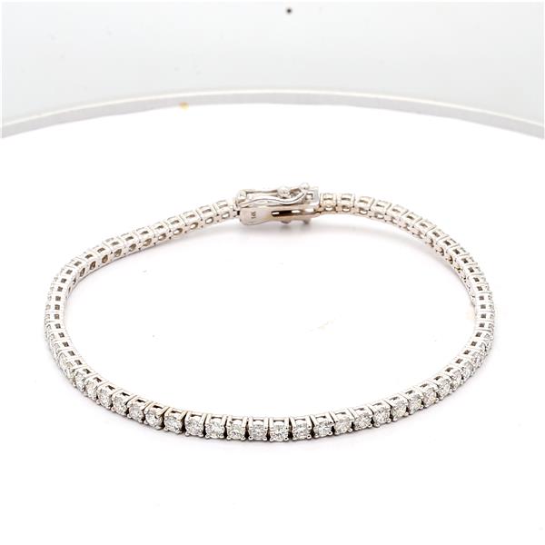14K White Gold Four-Prong Diamond Tennis Bracelet, 3.40 ct tw