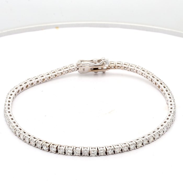 14K White Gold Four-Prong Diamond Tennis Bracelet, 3.40 ct tw