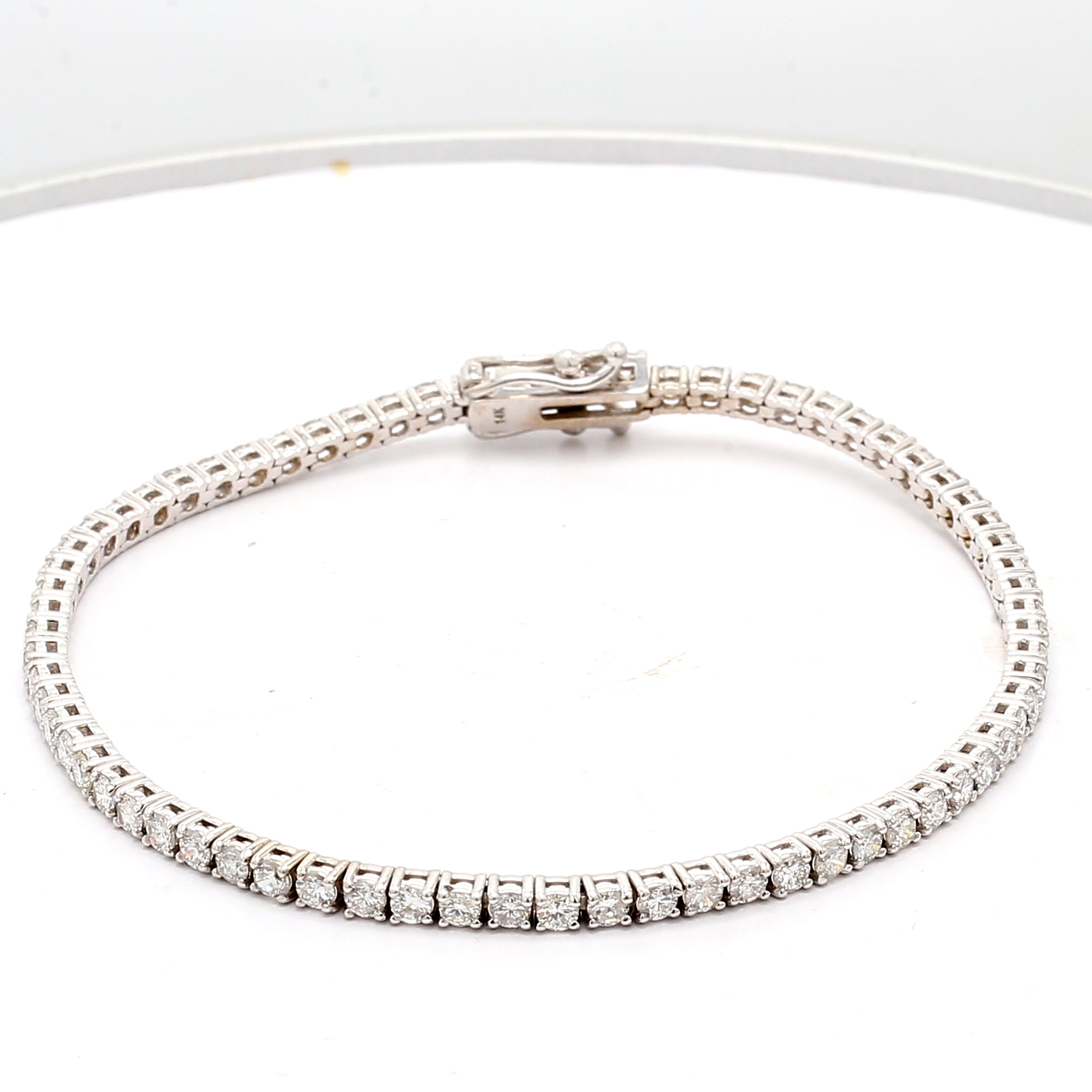 14K White Gold Four-Prong Diamond Tennis Bracelet, 3.40 ct tw