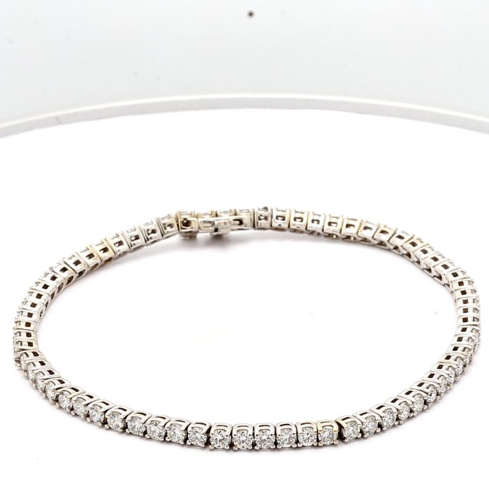 14K White Gold Four-Prong Diamond Tennis Bracelet, 3.44 ct tw