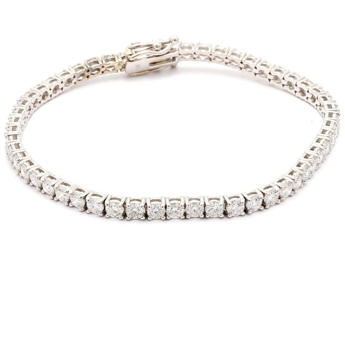14K White Gold Four-Prong Diamond Tennis Bracelet, 6.02 ct tw