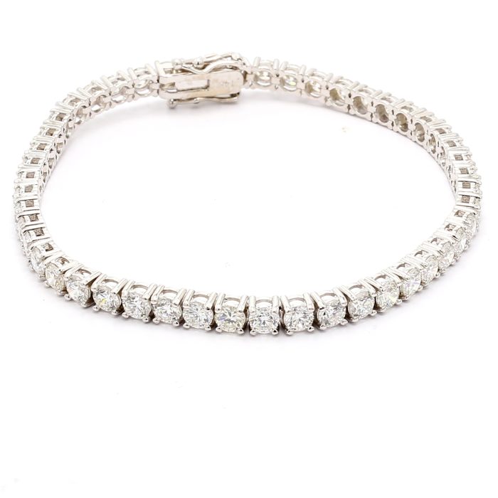 14K White Gold Four-Prong Diamond Tennis Bracelet, 7.77 ct tw