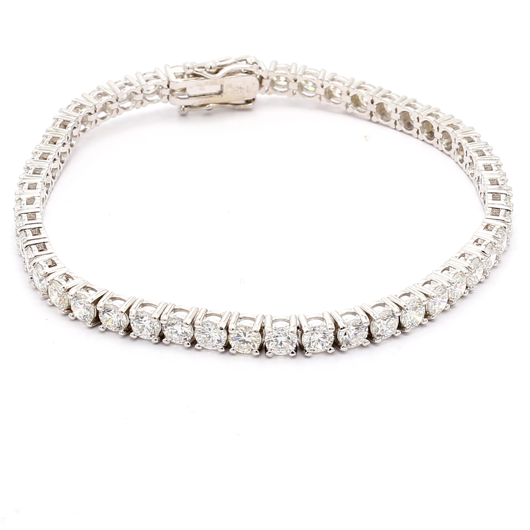 14K White Gold Four-Prong Diamond Tennis Bracelet, 7.77 ct tw