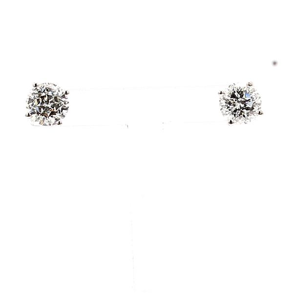 14K White Gold Four-Prong Round Diamond Stud Earrings, 1.43 ct tw