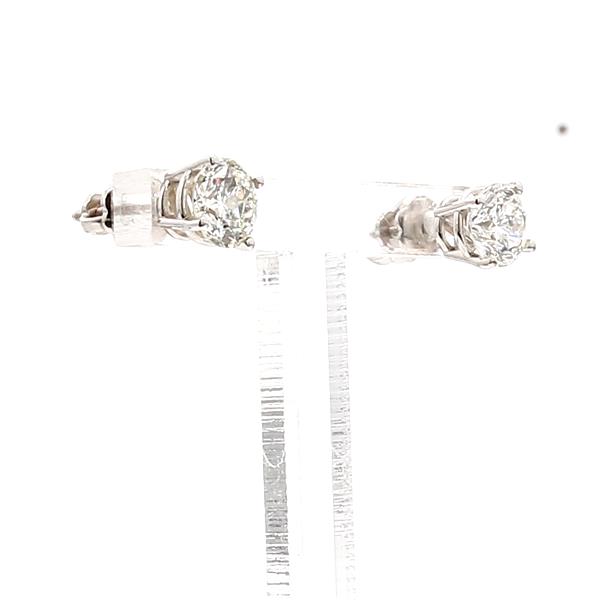 14K White Gold Four-Prong Round Diamond Stud Earrings, 1.43 ct tw – view 2