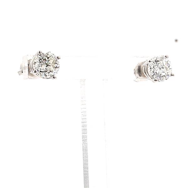 14K White Gold Four-Prong Round Diamond Stud Earrings, 1.43 ct tw – view 3