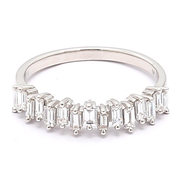 14K White Gold Half-Way Diamond Band, 0.54 ct tw