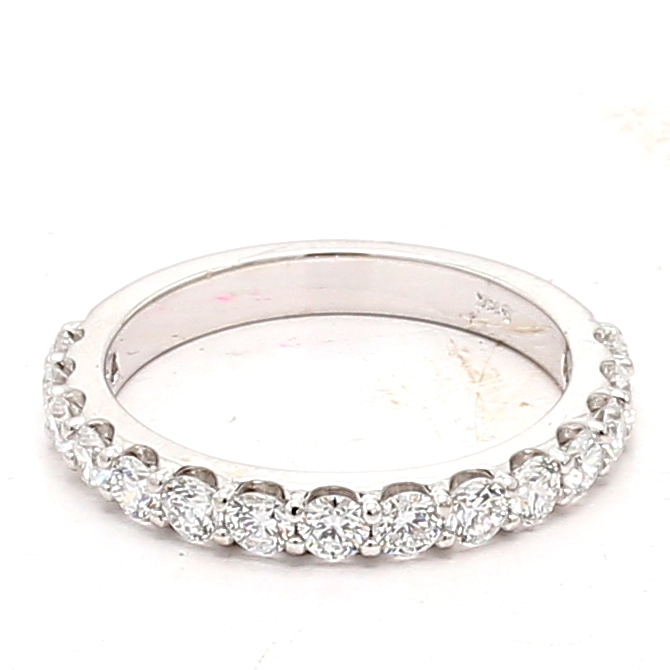 14K White Gold Half-Way Diamond Band, 0.93 ct tw