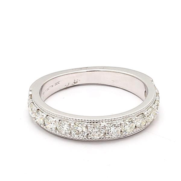 14K White Gold Half-Way Diamond Band, 1.00 ct tw