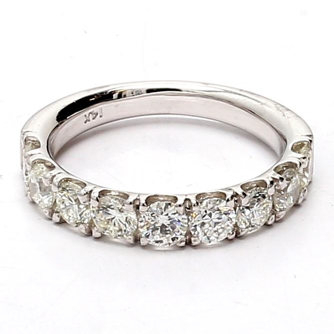 14K White Gold Half-Way Diamond Band, 1.50 ct tw