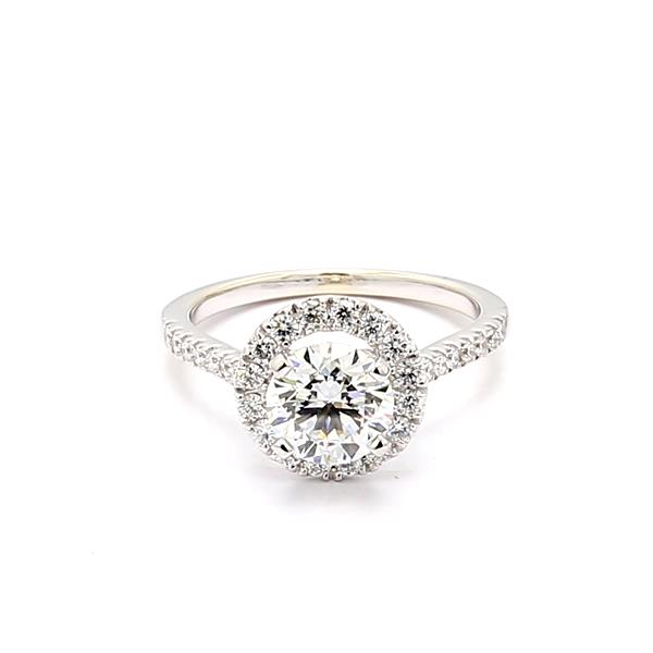 14K White Gold Halo Diamond Semi-Mount, 0.50 ct tw