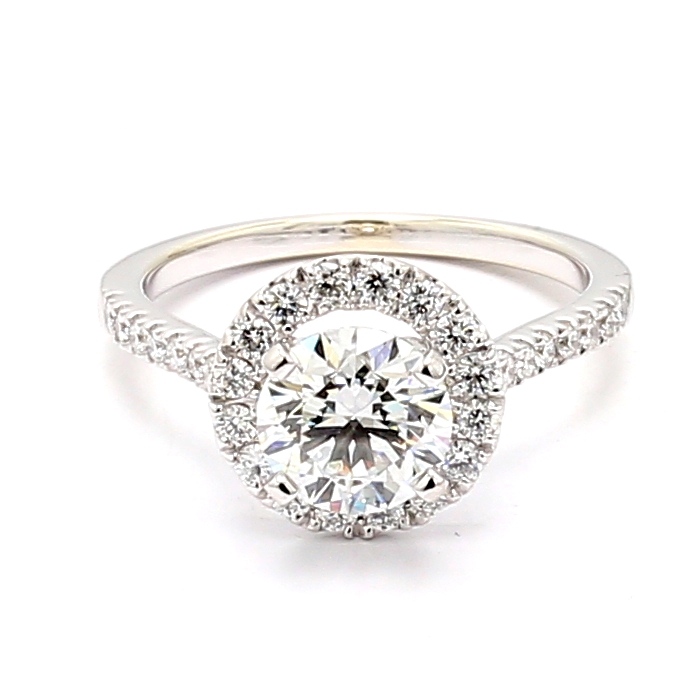 14K White Gold Halo Diamond Semi-Mount, 0.50 ct tw