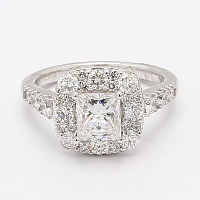 14K White Gold Halo Diamond Semi-Mount, 1.00 ct tw