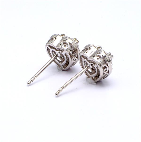 14K White Gold Heart-Shaped Diamond Halo Earrings, 1.30 ct tw – view 2