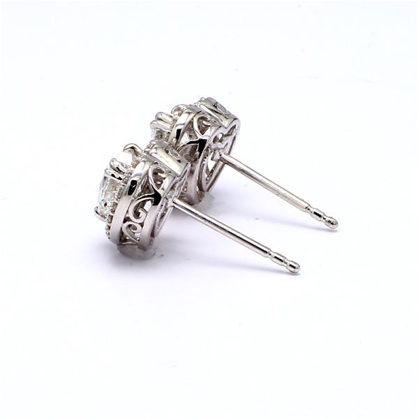 14K White Gold Heart-Shaped Diamond Halo Earrings, 1.30 ct tw – view 3