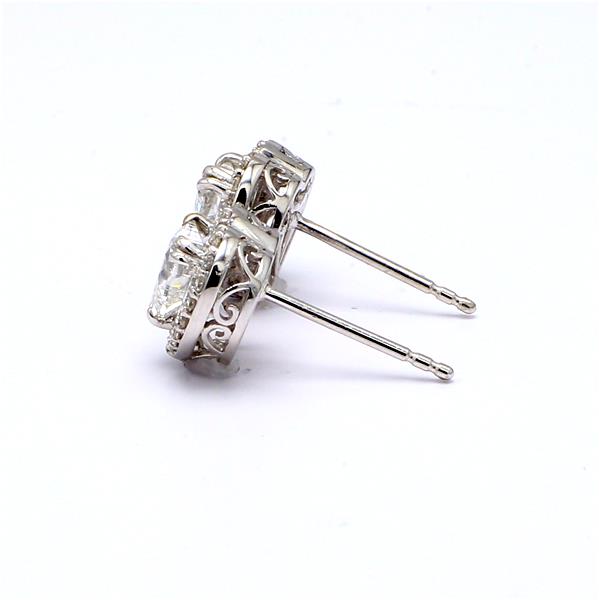 14K White Gold Heart-Shaped Diamond Halo Earrings, 1.30 ct tw – view 4