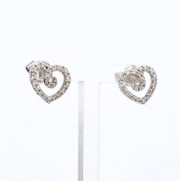 14K White Gold Heart-Shaped Diamond Stud Earrings, 0.50 ct tw